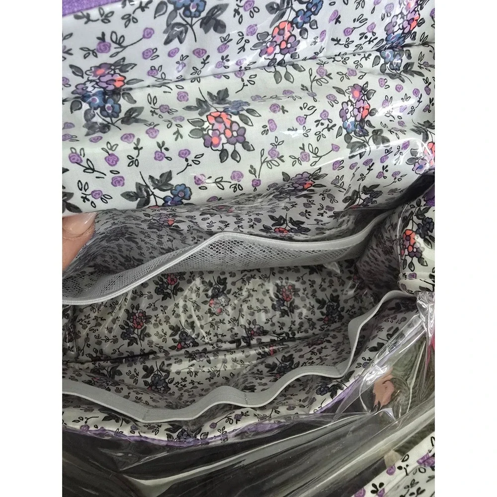 Vera Bradley Quilted Cotton Hanging Travel Organizer Toiletry Bag Purple Floral